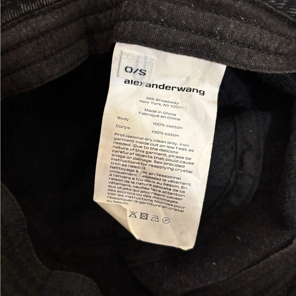 ALEXANDER WANG Denim Bucket Hat With Crystal Logo - Picture 5 of 6